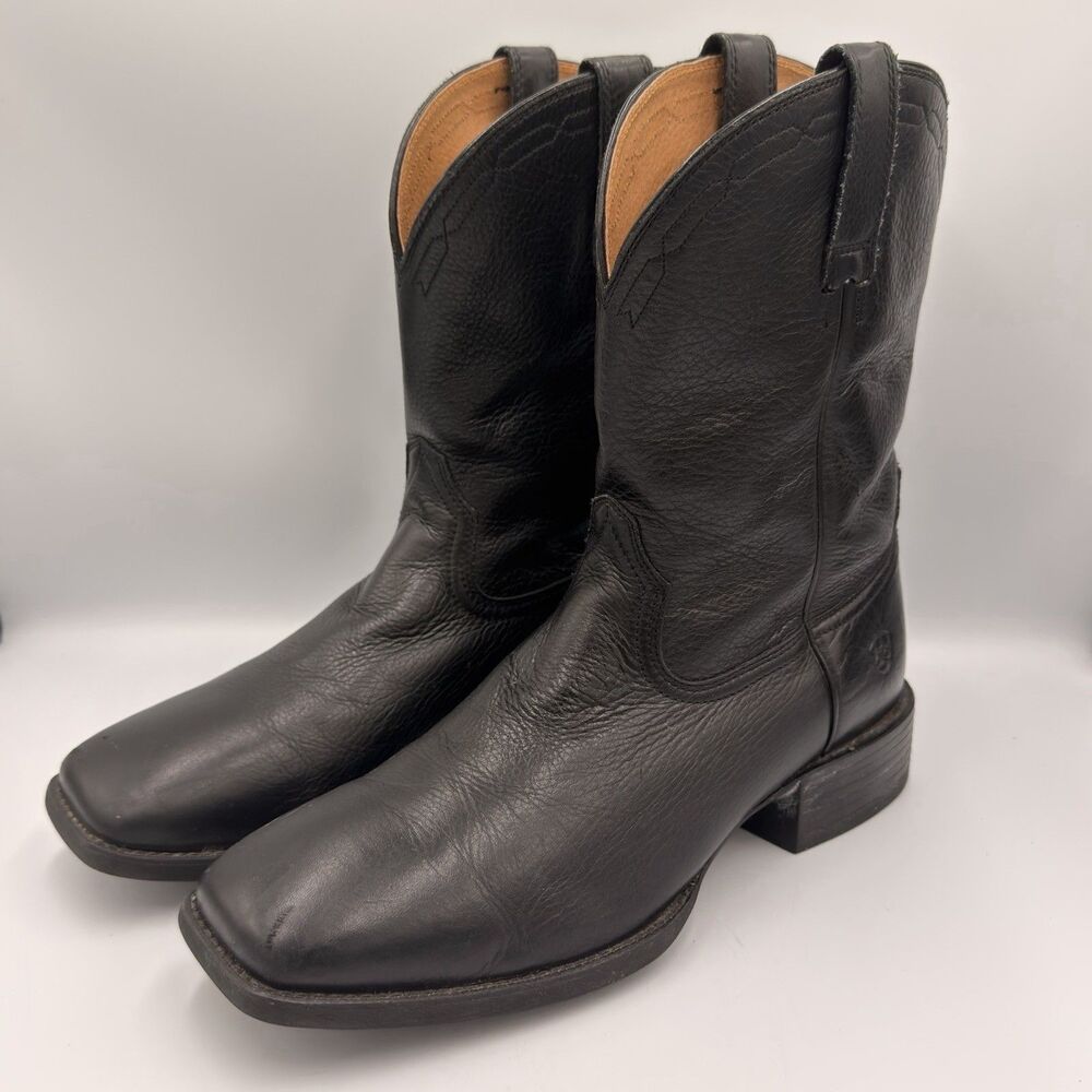 Ariat Heritage Roper Boots Mens 10.5D Black Leather Square Toe Western 10015291